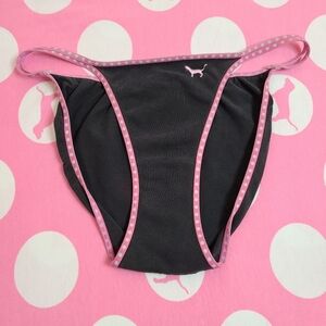 Rare VTG VS PINK Graphic Cotton Low Rise Double String Bikini Panty Size Sm